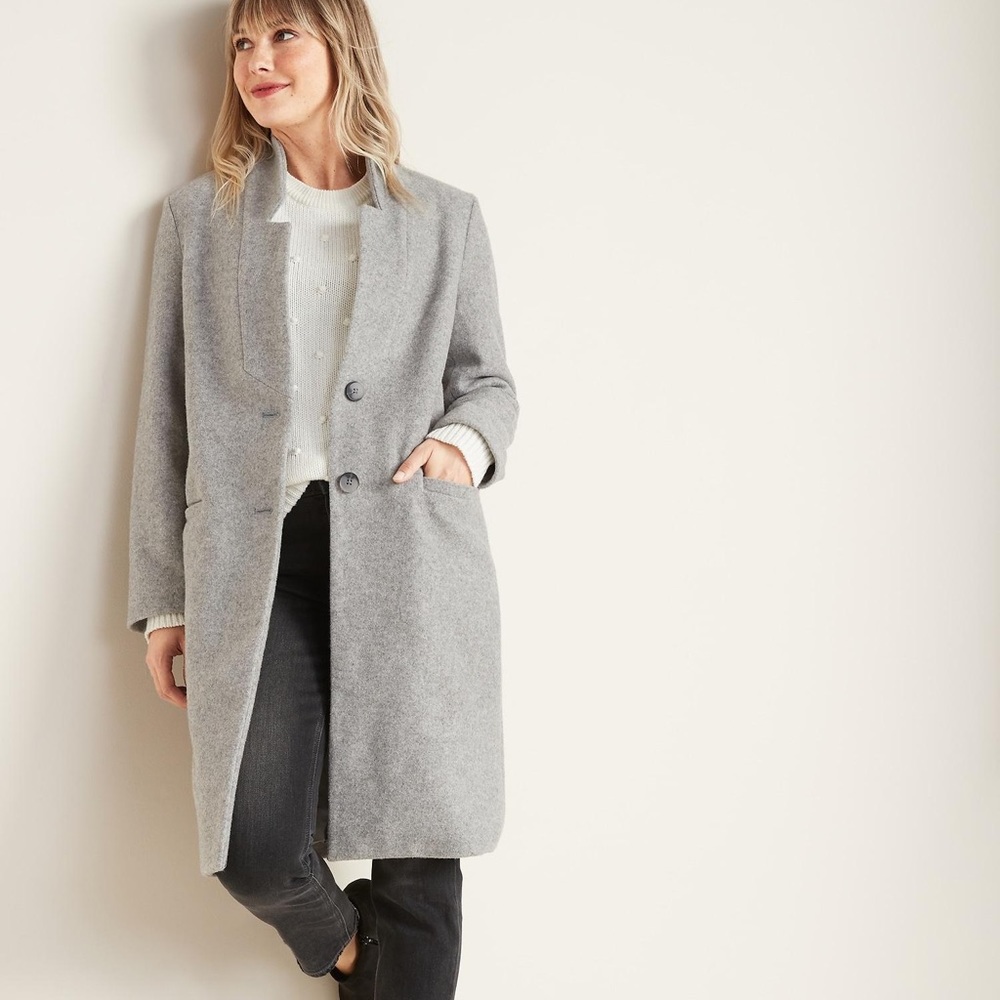 *NWT* Old Navy Gray Brushed-knit Long-line Coat